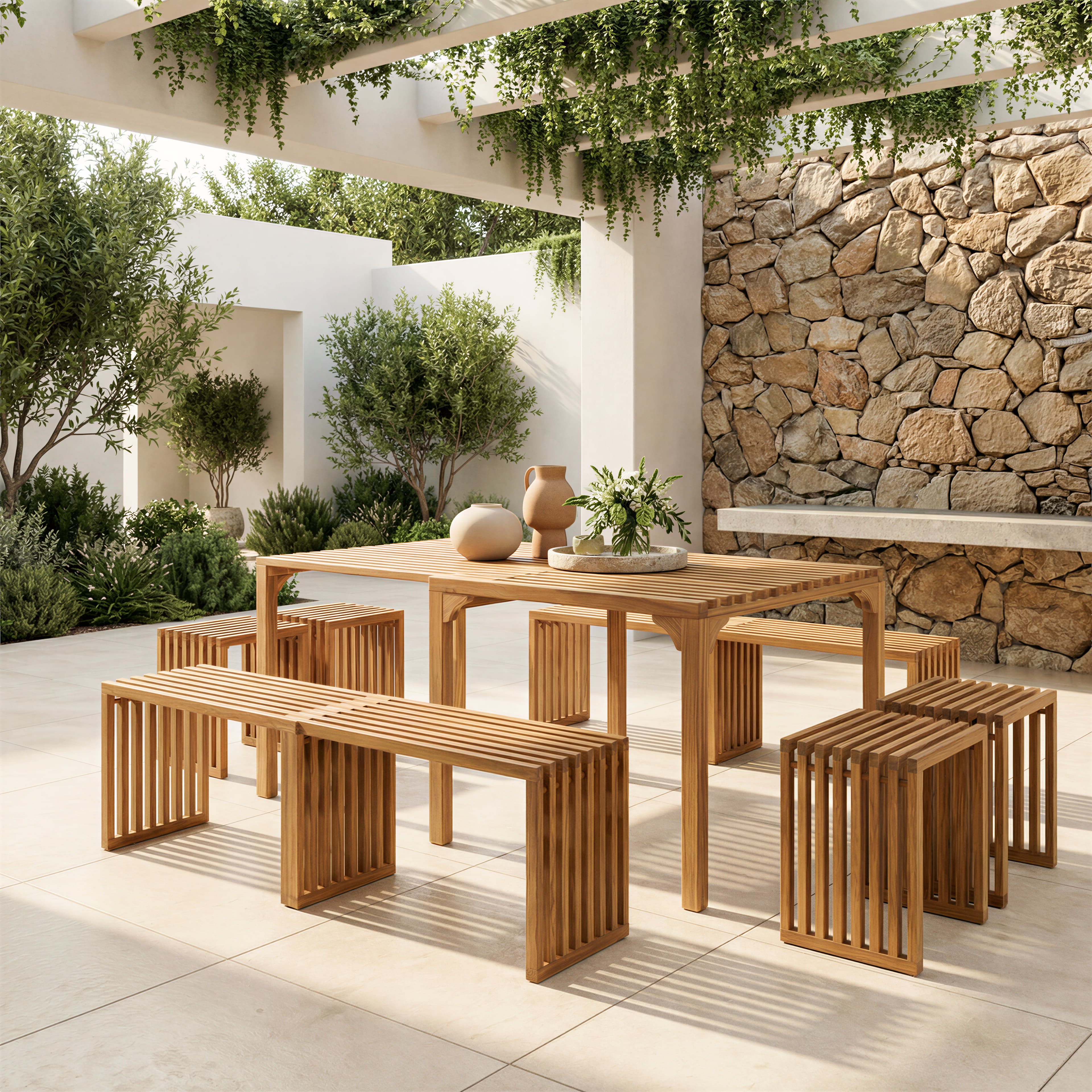Riviera Extendable Bench (Set of 2) Natural product image