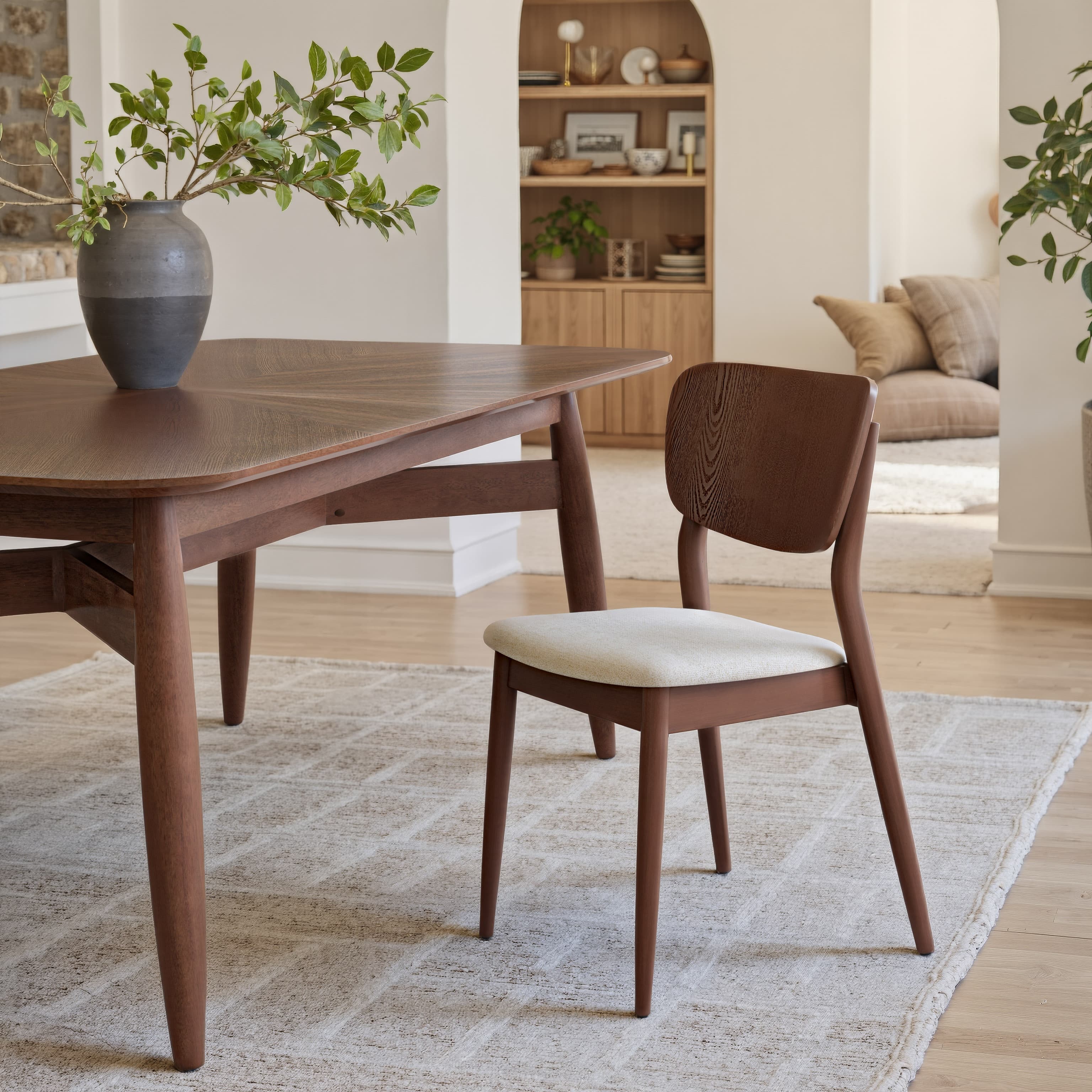 Kellua Dining Chair (Set of 2) Beige & Walnut product image