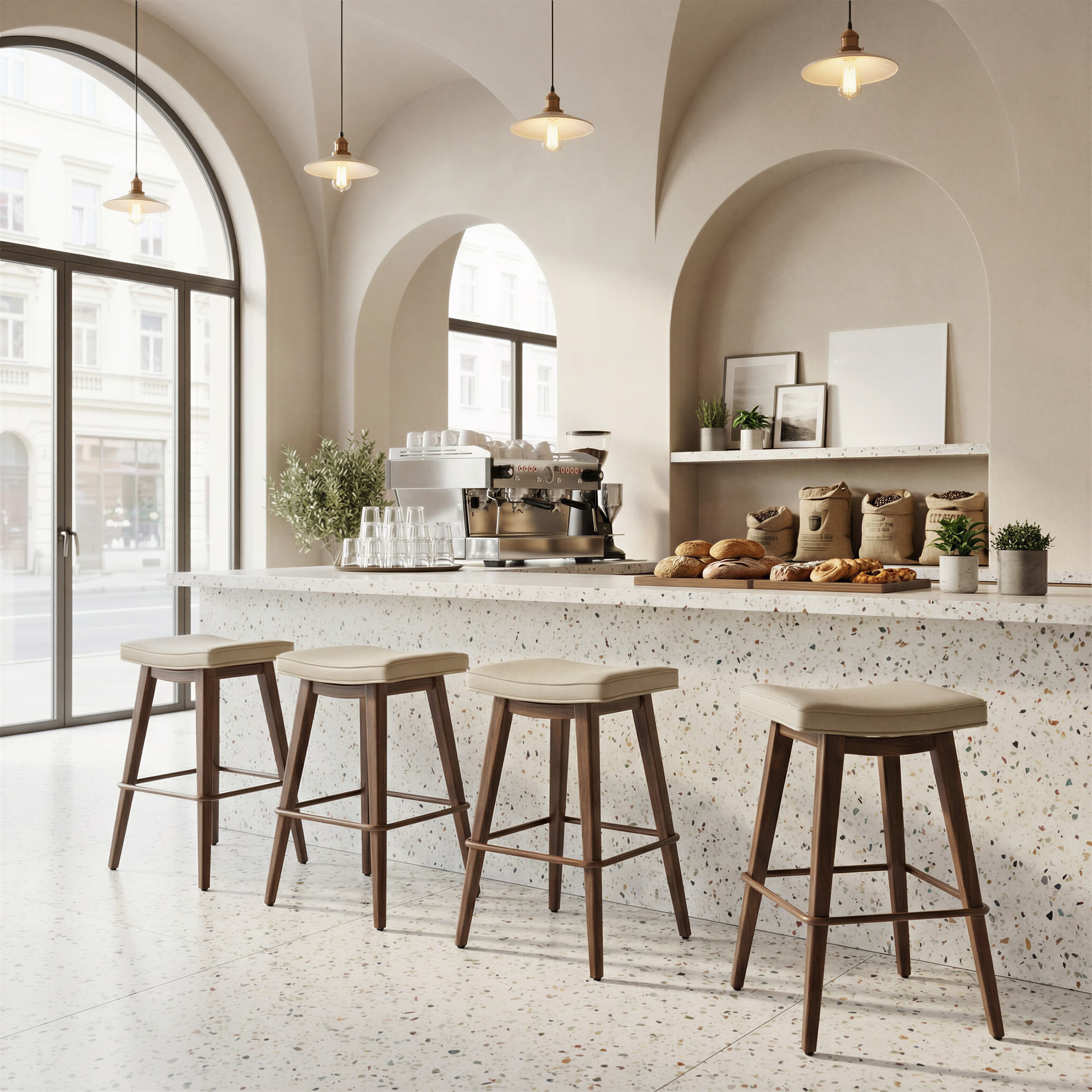 Divat Counter Stool (Set of 2) Beige & Walnut product image