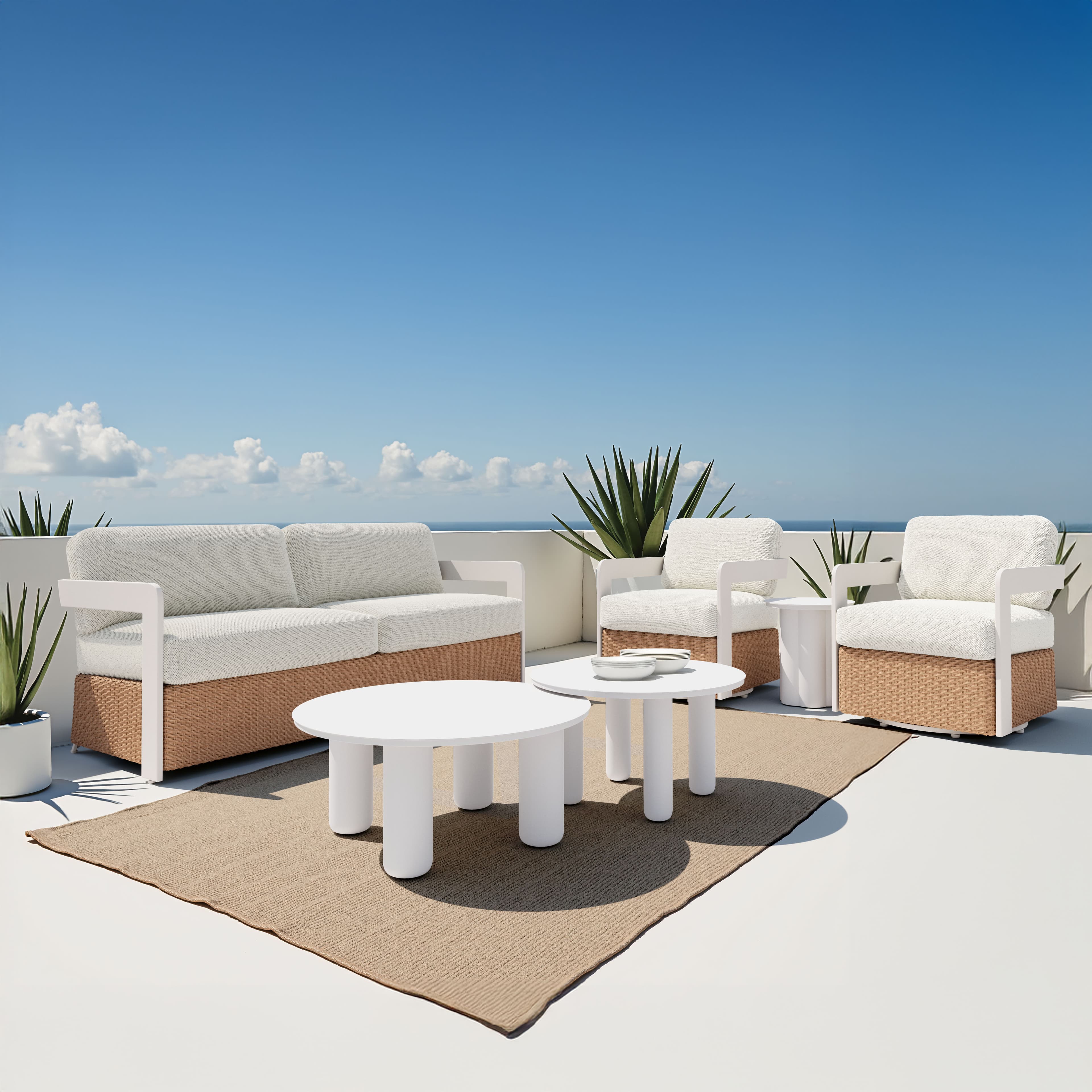 Gelo Sofa White & Brown product image